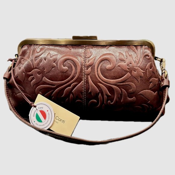 Gianni Conti Italian Brown Leather Satchel Detachable Handbag & Xbody Strap NEW - Picture 1 of 14